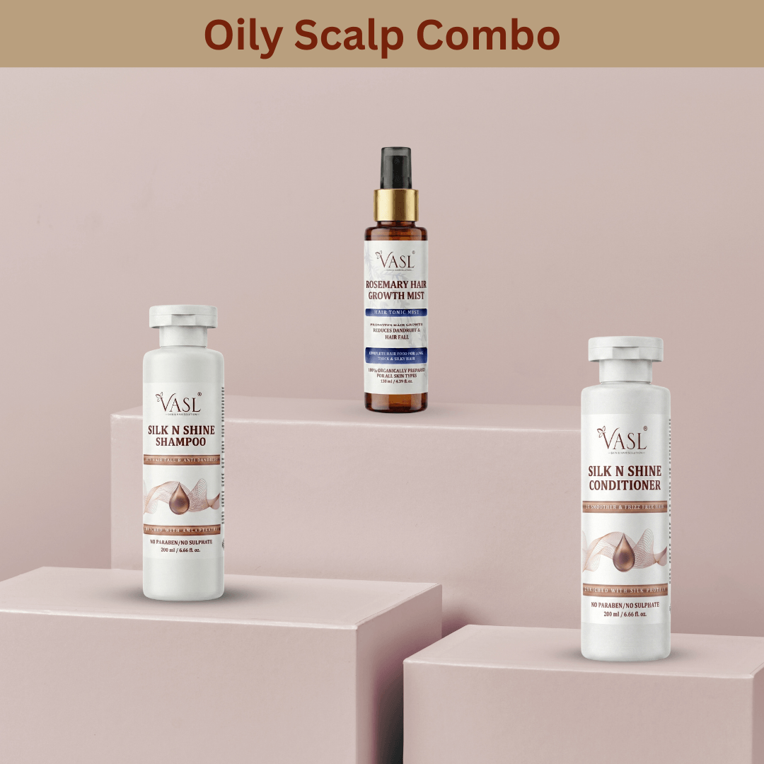 Oily scalp combo - with Rosemary hair mist, Silk n shine shampoo and conditioner