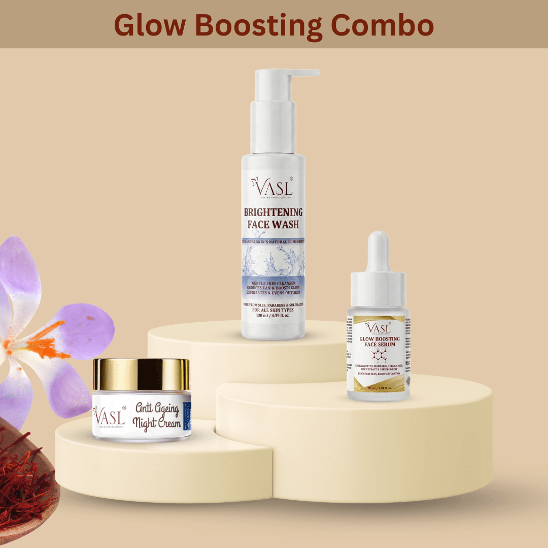 Glow Bosting Combo with Skin Brightening Face wash, Saffron night gel and Glow boosting face serum